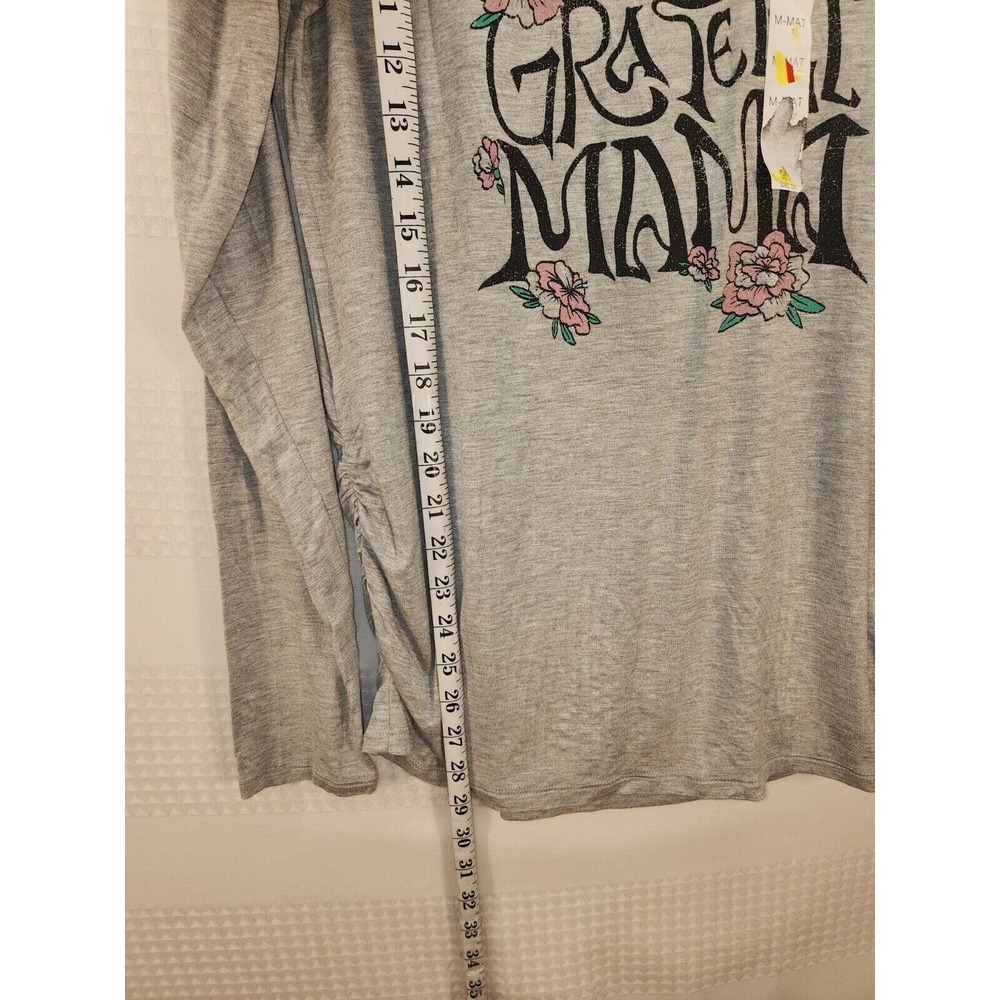 Sonoma Maternity Long Sleeve Shirt Medium Gray Grateful Mama Ruched Graphic Tee - Picture 5 of 7